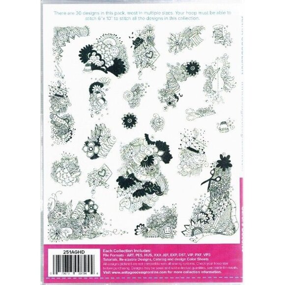 Carols Doodles Full Embroidery Design Collection 30 Designs Multisize Stitch Fil - Picture 11 of 12